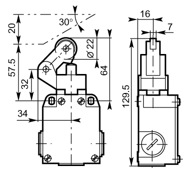 22 stainless steel roller lever 60mm metal dimensions