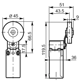 45 rubber roller lever 30mm plastic diagram