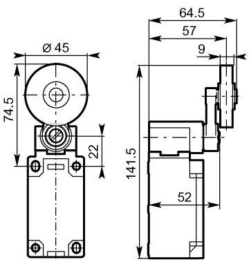 45 rubber roller lever 40mm plastic dimensions