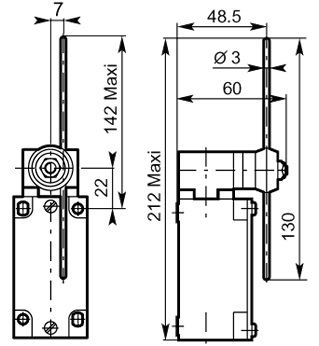 Adj 3 stainless steel rod lever 40mm metal dimensions
