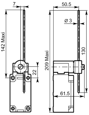 Adj 3 stainless steel rod lever dimensions