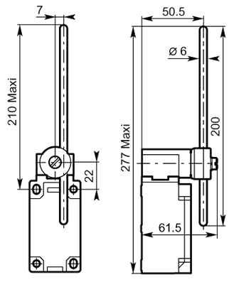 Adjustable 6 polyamide rod lever 40mm dimensions