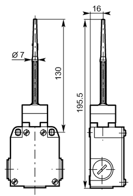 Flexible rod insulated end 60mm metal dimensions