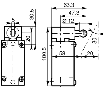 Lateral plunger vertical roller dimensions