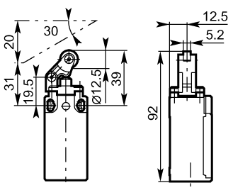 Plastic roller lever plastic plunger 30mm plastic diagram