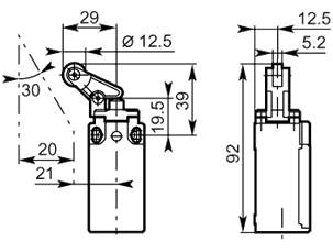 Plastic roller lever steel plunger2 30mm plastic diagram