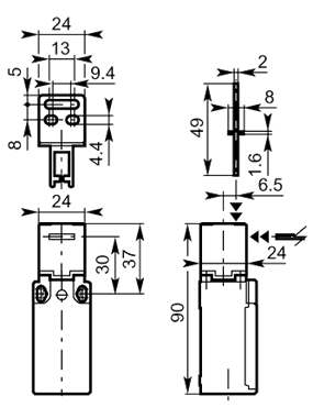 Straight key 30mm plastic diagram